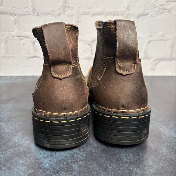 Campero Cowgirl Western Chelsea Boots Brown Leather Pink Stitching Sz 39, US 8.5 - Picture 3 of 7